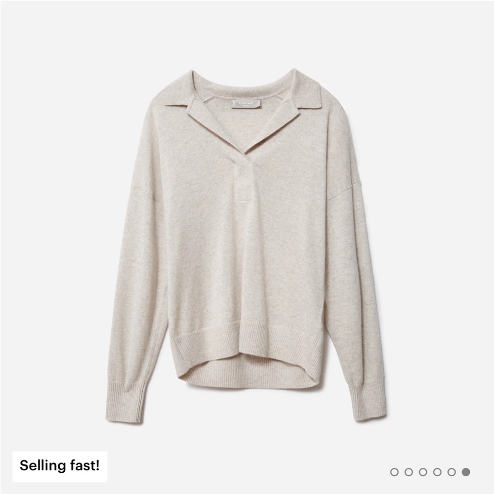 Everlane Cashmere Polo in Oatmeal, size XL
